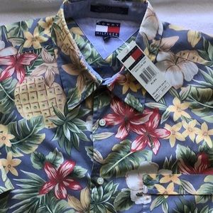 Tommy Hilfiger Tropical Shirt, Men’s Button down Hawaiian Shirt NWT size XL